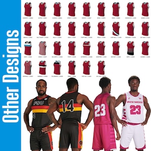 There are many, many design options.  Choose from a template, assign up to 5 different colors, select from a multitude of fonts, 40 colors plus so much more... custom patterns, custom logos and if that's not enough, we can provide full service design services.  Free with any order over $100