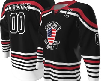 Professional Lace Up Neck Hockey Jersey, Sublimated, USA or Your logo Player Name Number
