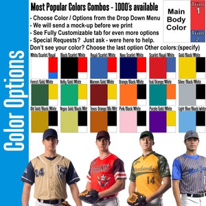 3 Color Custom Baseball Jersey, Team Name With Tail, Personalized ...