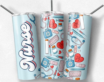 Wrap gobelet infirmière | Infirmière PNG | Infirmière 20 oz Skinny Tumbler Wrap | Gobelet Infirmière | Gobelet PNG