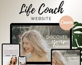 Life Coach Canva Website Template, Professional Modern Responsive Website Template for Coaches, Influencers, Bloggers, Boho Look Blog Design