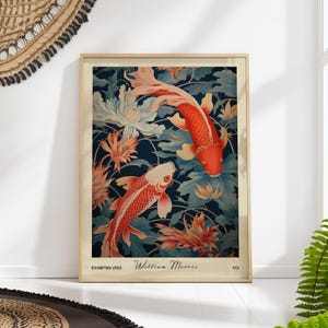 William Morris Koi Fish Art Print - Vintage Botanical and Aquatic Illustration - Elegant Wall Decor PRINTED on Luxury Paper