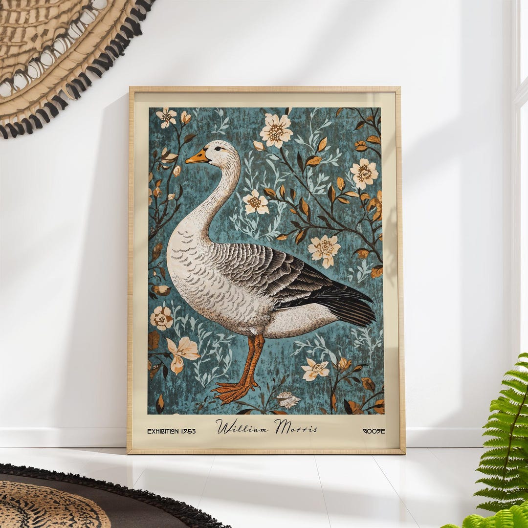 William Morris Goose Art Print - Animal Farm Poster - Floral Bird Wall ...