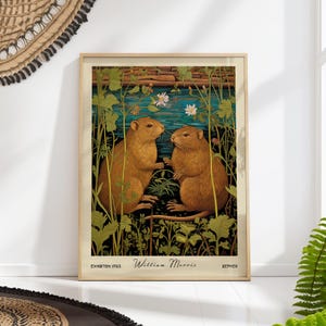 William Morris Beaver Print, Vintage Nature Wall Art, Woodland Animal Poster PRINTED on Luxury Paper