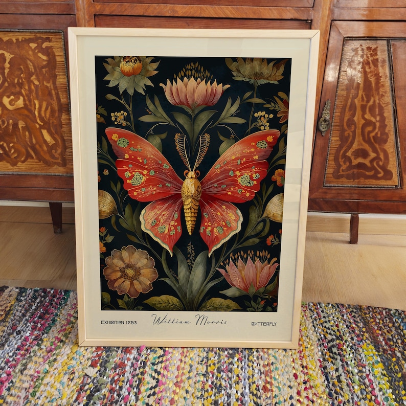 William Morris Butterfly Art Print – Vintage Botanical Wall Decor - Etsy