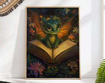 Baby Dragon Art Print, Fantasy Nursery Decor