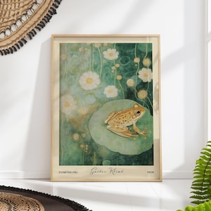 Klimt Frog Print, Whimsical Nature Poster, Vintage Art Nouveau Animal Wall Art