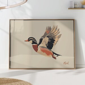 Wood Duck Wall Art Bird Poster Rustic Cabin Print Hunter Gift
