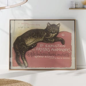 Vintage French Cat Poster, 1909 Art Exhibition Print, Classic Parisian Wall Art, Antique Animal Illustration