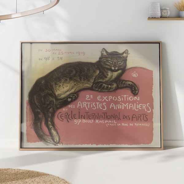 Vintage French Cat Art Print, 1909 Exhibition Poster