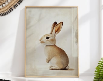 Bunny Nursery Art Print: Adorable Rabbit Poster, Animal Wall Decor