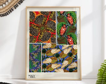 Retro-Insektendruck – Emile Seguy, Jugendstil-Schmetterlings- und Mottencollage, naturkundliches Wandbild