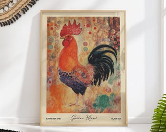 Gustav Klimt Rooster Art Print Vintage Farm Animal Wall Decor