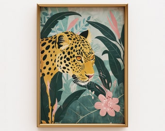 Tropical Leopard Print - Jungle Wall Art, Modern Botanical Safari Decor | PRINTED on Luxury Paper