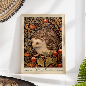 William Morris Hedgehog Print, Forest Animal Poster, Vintage Nature Illustration