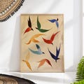 Mid Century Birds in Flight Print - Colorful Abstract Bird Pattern, Retro Minimalist Wall Art product logo