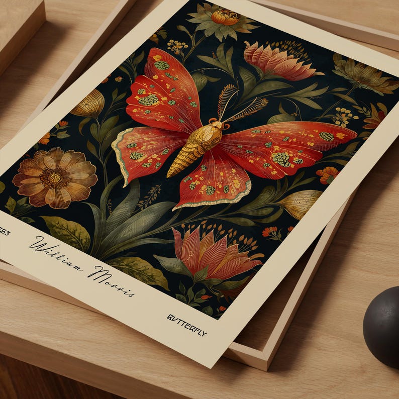 William Morris Butterfly Art Print – Vintage Botanical Wall Decor ...