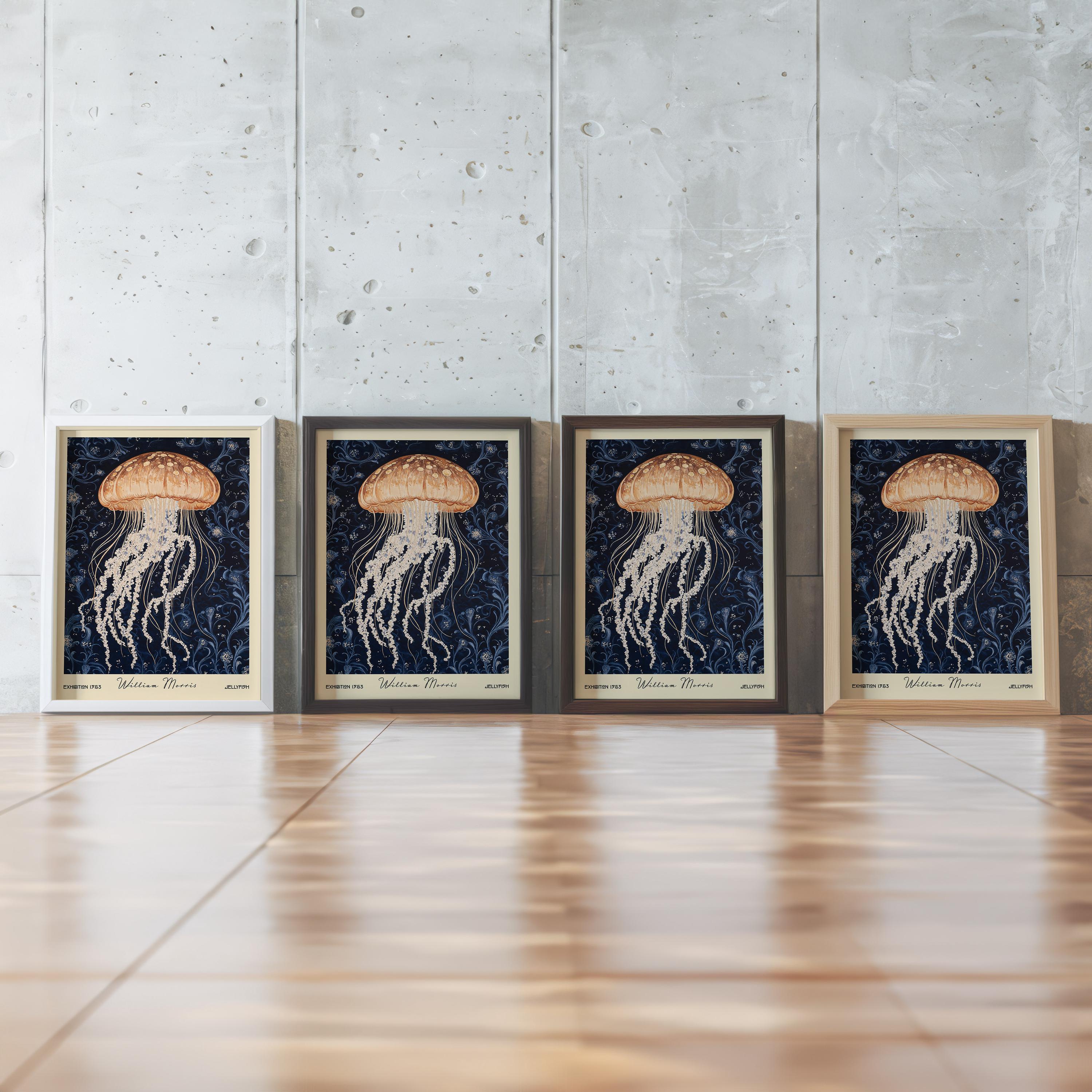 William Morris Jellyfish Poster, Vintage Marine Wall Art, Nautical ...