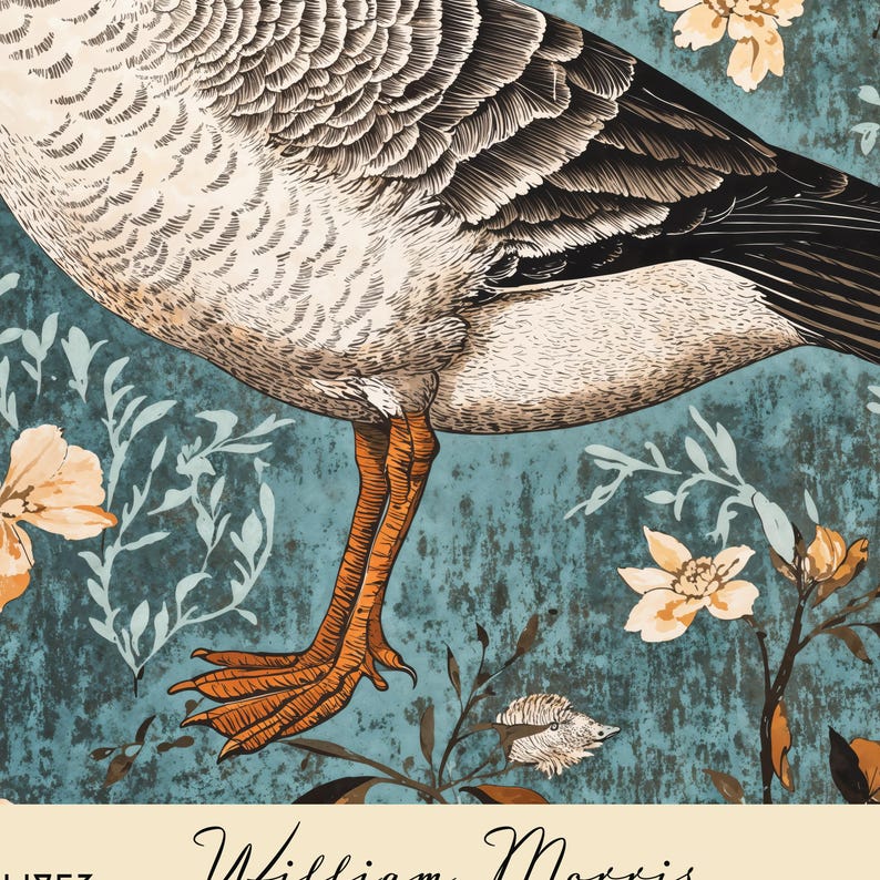 William Morris Goose Art Print - Animal Farm Poster - Floral Bird Wall ...