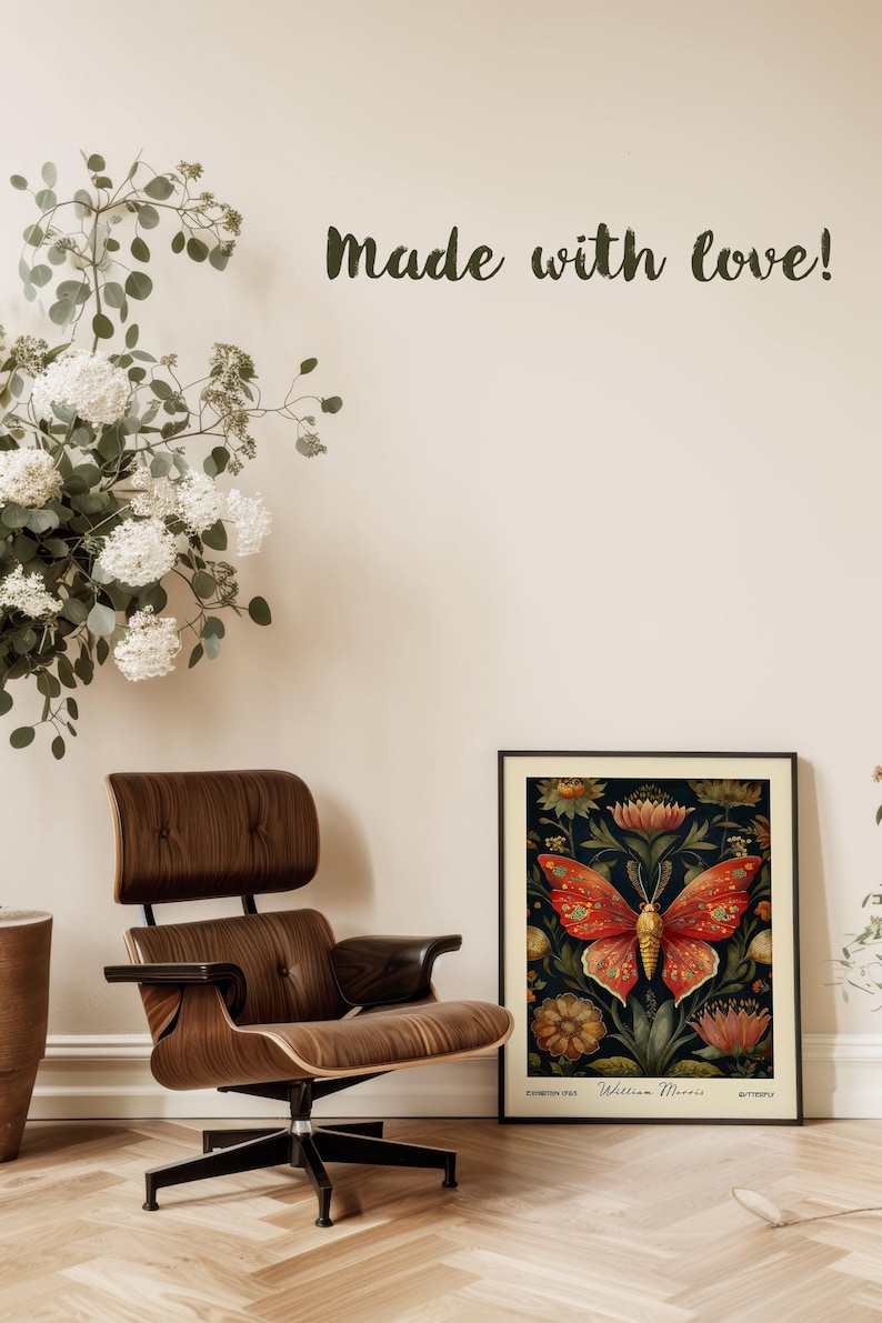 William Morris Butterfly Art Print – Vintage Botanical Wall Decor - Etsy