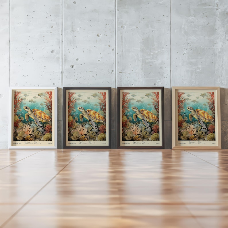 Vintage Sea Turtle Art Print – William Morris Marine Botanical Wall ...