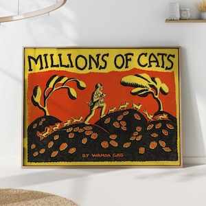 Millions of Cats Vintage Print, Wanda Gag Book Illustration, Classic Children’s Art Poster