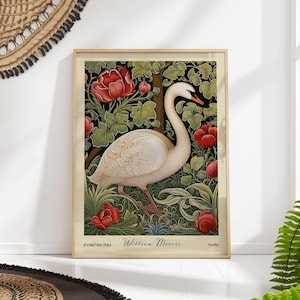 William Morris Swan Art Print - Vintage Botanical and Wildlife Poster- Elegant Nature Wall Decor