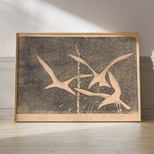 Vintage Bird Print: Black & White Avian Art on Luxury Paper