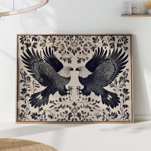 William Morris Eagle Print, Vintage Black and White Wall Art, Wildlife Home Decor