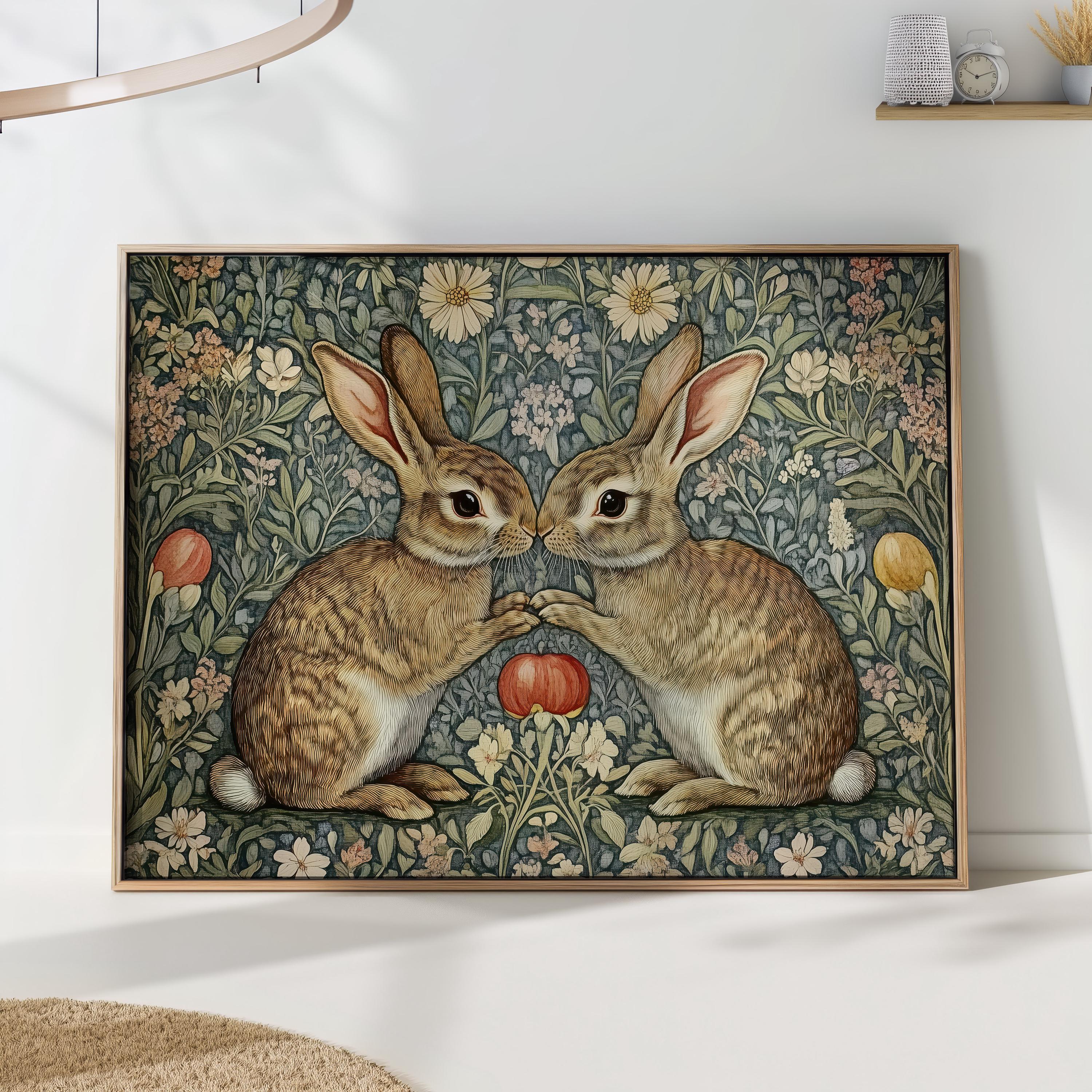 William Morris Rabbit Print - Vintage Floral Woodland Wall Art Farm Animal Poster