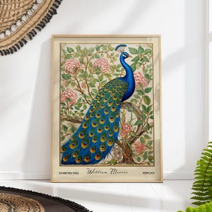 William Morris Peacock Art Print - Vintage Botanical Bird Wall Decor Poster