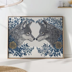 Wolf Art Print - William Morris Floral Wall Art - Majestic Wildlife Decor