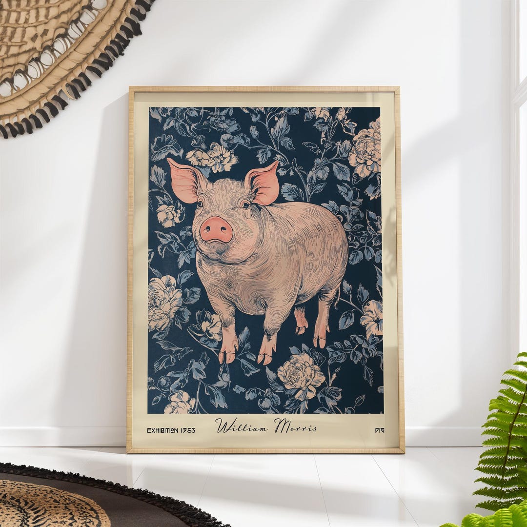 William Morris Pig Art Print - Farm Animal Poster - Farmhouse Decor - Etsy