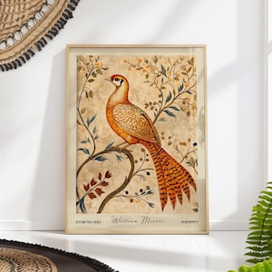 Pheasant William Morris Print Bird Floral Wall Art