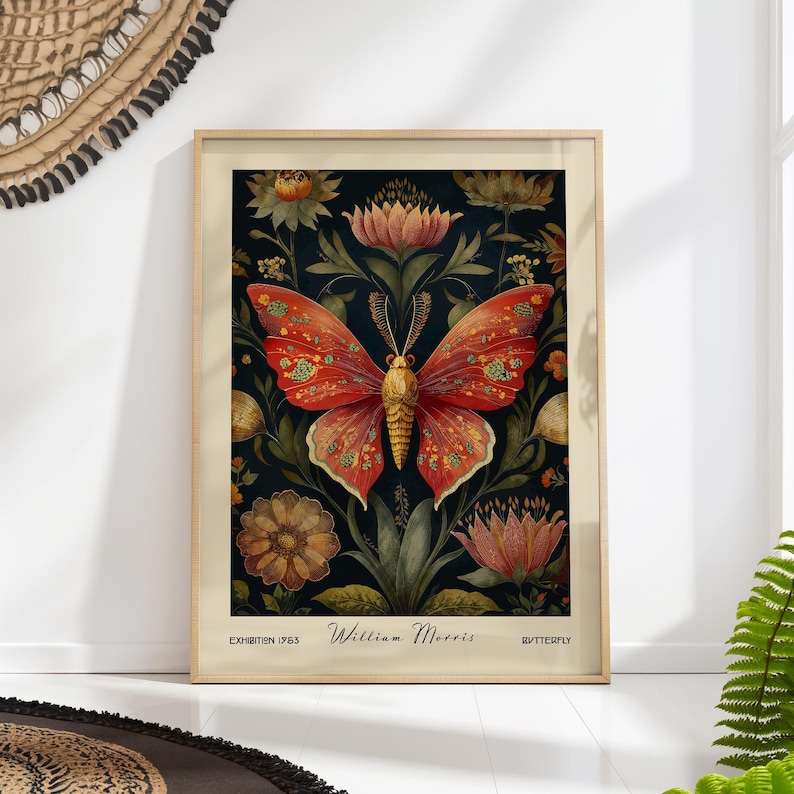 William Morris Butterfly Art Print – Vintage Botanical Wall Decor - Etsy