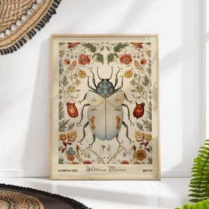 William Morris Beetle Print, Arts and Crafts Insect Poster, Vintage Nature Illustration