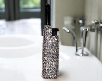 Briquet rechargeable - Orné de strass en verre, bas de Noël scintillants, décoration d'intérieur unique