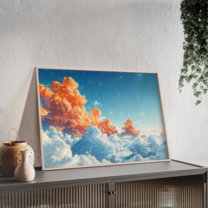 Wolkenposter mit Holzrahmen Bild 3