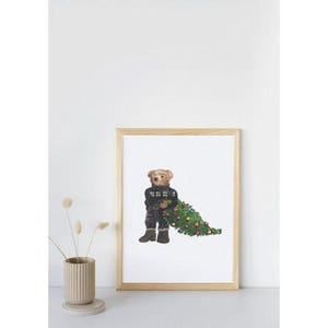 Christmas Polo Bear Wall Art Poster | Printable Polo Ralph Downloadable Wall Art