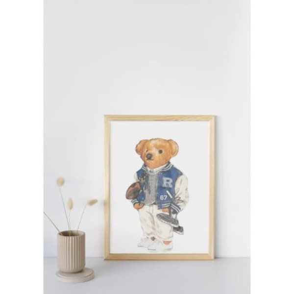 Polo Bear Wall Art Poster | Printable Polo Ralph Downloadable Wall Art