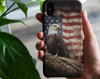 US Flagge mit Adler Patriotic Phone Case für iPhone, Samsung und Google, Physisches Produkt