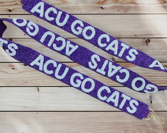 Handmade beaded straps for game day/Game day accessories/ ACU beaded strap/ Crossbody beaded bag strap / ACU go cats bag straps