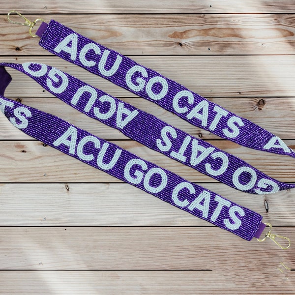 Handmade beaded straps for game day/Game day accessories/ ACU beaded strap/ Crossbody beaded bag strap / ACU go cats bag straps