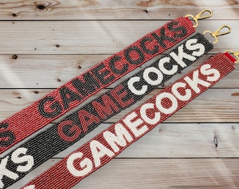Handmade beaded straps for game day/Game day accessories/Gamecocks football beaded strap/South Carolina Gamecocks beaded bag strap/Gamecocks