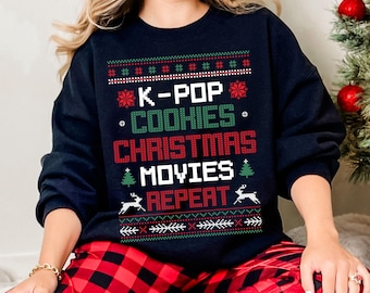 Suéter feo de Kpop Regalo de Navidad feo para fanáticos del Kpop Regalo para el ejército Ropa de Kpop Idea de regalo de merchandising de Kpop coreano Suéter feo de Navidad de Kpop
