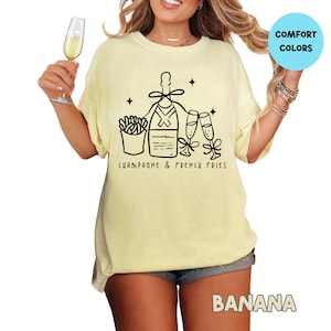 Champagner-Shirt, Champagner- und Pommes-Shirt, Brunch-Shirt, Champagner-Kleidung, Pommes-Liebhaber, Champagnerprobleme, Foodie-Ästhetik-T-Shirt