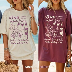 Vino Before Vows Shirt Winery Bach Custom Napa bachlorette shirts Gift for Bridesmaids wine bachelorette modern bachelorette Bride shirt