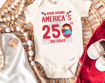 Americas 250th Baby Onesie Fourth Of July Infant Bodysuit Patriotic Newborn Gift USA Anniversary July 4th Baby announcement NATURAL BEIGE