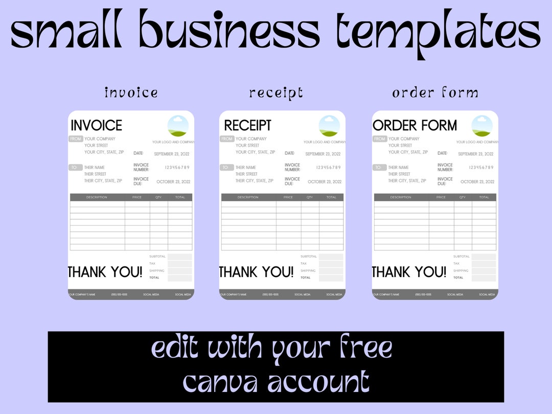Invoice Template Editable Canva Business Template Small Business Invoice Template Editable Canva Business Template Small Business