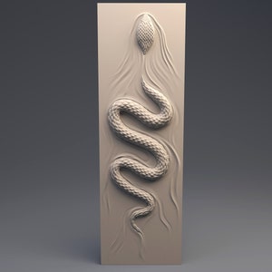 modelo de natación de serpiente, decoración de pared, relieve de panel para enrutador CNC Aspire Carving Engraver ArtCam Diseño de impresora 3D Descarga instantánea Digital